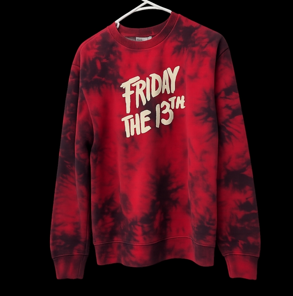 Vans x Friday the 13th Tie Dye Sweatshirt Red Black Horror Crewneck Mens M